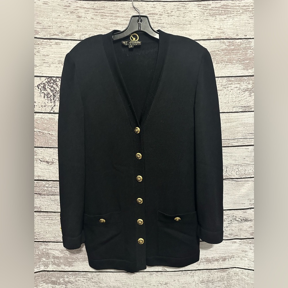 St. John Basics Santana Knit Fabric Sweater Jacket Size M